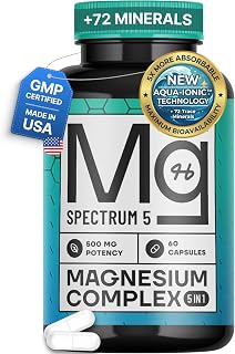 Spectrum 5-in-1 Magnesium Supplement with 72 Trace Minerals, Irish Sea Sourced, 500mg/Serving