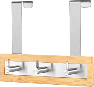 ToiletTree Products Bamboo Towel Hooks - Versatile 3-Hook Rack for Bathroom, Laundry, and Closet