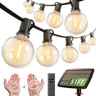 addlon 50FT Waterproof Solar String Lights with 3 Modes for Outdoor Use