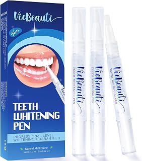 VieBeauti Teeth Whitening Pen Set, 3 Pens with Mint Gel for Stain Removal