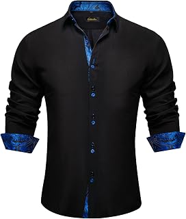 DiBanGu Men's Long-Sleeve Casual Button-Down Shirt for Business & Parties