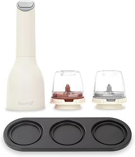 FinaMill Classic Battery-Operated Spice Grinder with Stackable Tray & Interchangeable Pods for Easy Coarseness Adjustment