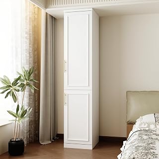 FUFU&GAGA Modern White Bedroom Armoire with 2 Doors & Storage Solutions
