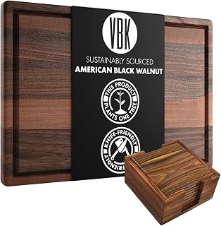 Large Walnut Coaster and Holder Set