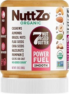 NuttZo 7 Nut & Seed Butter - Smooth, Paleo, Vegan, Gluten-Free, Kosher, 12 oz Jar