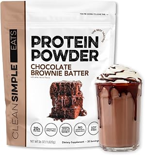 Clean Simple Eats Brownie Batter Whey Protein, 30 Servings, Zero Sugar & Gluten Free