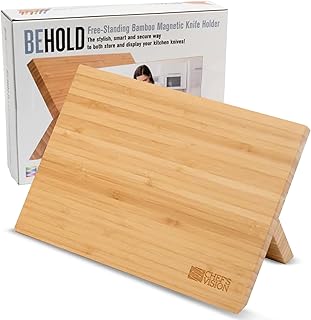 Bamboo Countertop Knife Block Holder with 12.5" Magnetic Surface and Easy-Clean Design