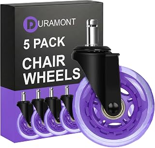 Office Chair Rollerblade Caster Wheels - Set of 5 for Hardwood & Carpet