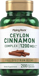 Piping Rock Ceylon Cinnamon Capsules | 200 Count | Herbal Supplement for Women & Men
