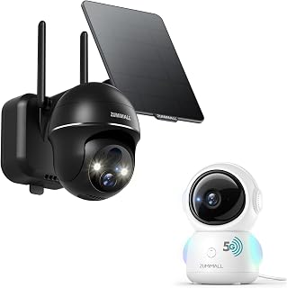ZUMIMALL 360° PTZ Solar Security Cameras with Baby Monitor & Pet Camera Features