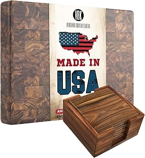 Virginia Boys Kitchens Walnut Cutting Board with 4 Coasters