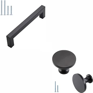 homdiy 5" Square Cabinet Pulls & Drawer Knobs Set (15 Pulls + 10 Knobs)