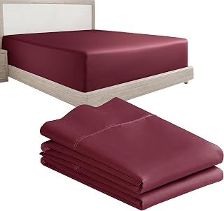 California Design Den Queen-Sized Sateen Bed Set in Burgundy Red