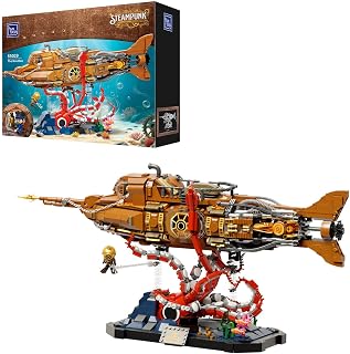 PANTASY Steampunk Submarine Building Set | 3-Section Modular Design with Gear Propeller