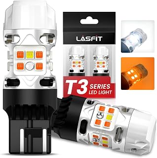 Lasfit T3 7444NA LED Bulbs for Turn Signals, Error-Free White Amber, 500% Brightness, Standard Socket, 2 Pack