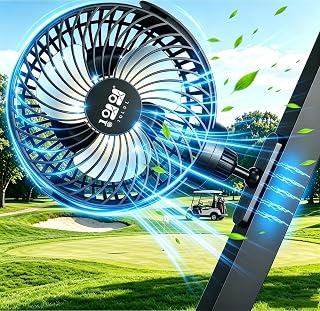 10L0L Golf Cart Fan with 10000mAh Battery, 3-Speeds, for EZGO/Yamaha, LED Light for Golf Cart Accessories