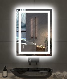 Amorho 24"X32" LED Bathroom Mirror with Stepless Dimmable Lights and Anti-Fog Technology