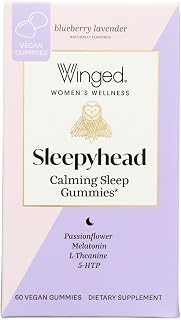 Winged Wellness Sleepyhead Women's Sleep Gummies with Melatonin & L-Theanine - Vegan, Blueberry Lavender Flavor