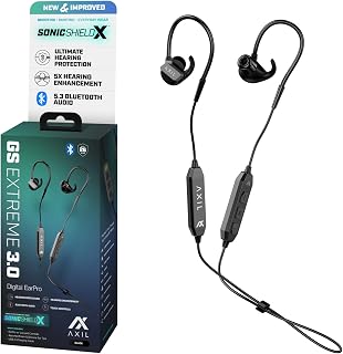 AXIL GS Extreme 3.0 Ear Protection Earbuds with 5X Hearing Enhancement, Black