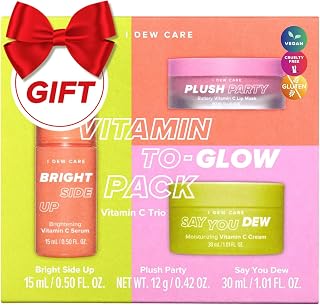 I DEW CARE Vitamin-C Rich Face Set: Cream, Serum, Lip Mask - Perfect for K Beauty Daily Routine