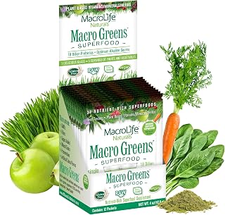 Macrolife Naturals Macro Greens Powder, 12-Pack | Vegan Greens, Probiotics, & Digestive Support