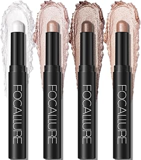 Focallure 4-Piece Cream Eyeshadow Stick Set with Matte & Shimmer, Waterproof & Long-Lasting