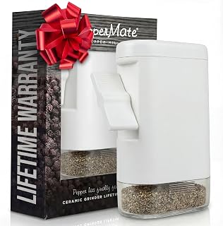 PepperMate 723 Ceramic Pepper & Salt Grinder with Clear Base & One-Handed Adjustability