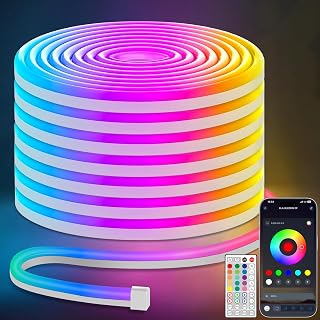 Lamomo RGB LED Strip Lights, 32.8Ft, App-Controlled, Music-Sync, Waterproof for Gaming & Indoor Decor