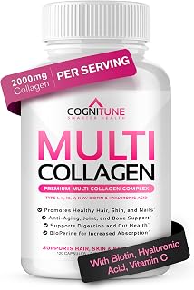 COGNITUNE Multi-Collagen Capsules for Women's Health, Hair, Skin, Nails, & Joints Support
