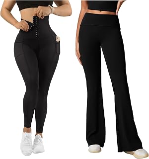 Mooslover High-Waist Croset Yoga Leggings with Flare Pants