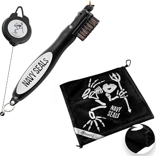 Frogger BrushPro Golf Brush & Towel Set - Ergonomic Grip & Wet/Dry Towel for Course Use