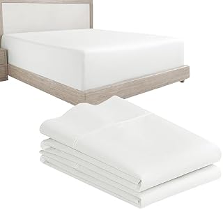 Comfortable Queen Size Bedding Set in Ivory - 400TC 100% Cotton Sateen with Deep Pockets & Pillowcases