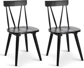 DUHOME 2-Piece Black Wooden Dining Chairs for Farmhouse Style