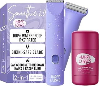 Happy Curves 2.0 Bikini Trimmer + Anti-Chafe Stick for Waterproof Grooming