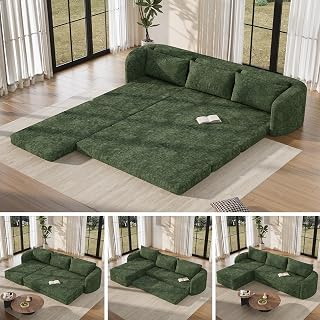 Vesgantti 6-in-1 Sleeper Sofa Bed, No Assembly, Green Modular Sectional Couch