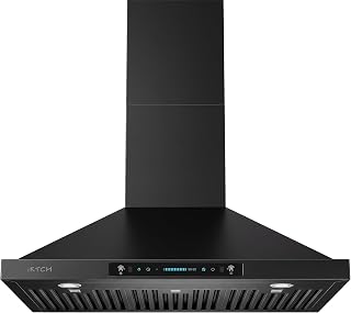 IKTCH 900 CFM Black Wall-Mount Range Hood