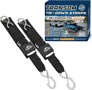 WavesRx 2" x 24" Marine Tie Down Straps with Quick Release for Boats & Jet Skis
