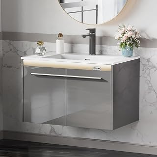 AMERLIFE 31" LED Sink Vanity Cabinet with Motion Sensor Lighting & Metal Handles