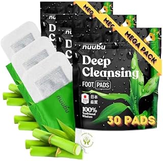 Nuubu Organic Foot Pads with Bamboo Vinegar & Tourmaline (30 Pcs per Pack)