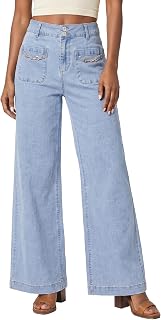 SHEWIN Women's Wide Leg Jeans with Tummy Control for Spring & Fall