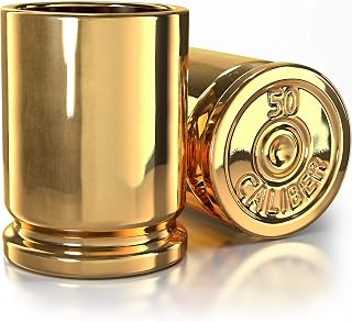 Original 50 Caliber Brass Shot Glasses Set of 2 - American-Made Lifetime Warranty