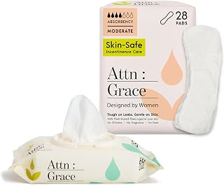 Attn: Grace Incontinence Pads & Wet Wipes Combo for Moderate Needs, Aloe & Coconut Oil for Sensitive Skin