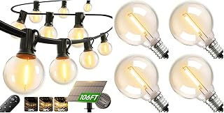 addlon 4-Pack G40 Solar LED String Lights, 100FT Outdoor Lighting