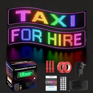 Hyperlite 7"x3" Car LED Sign with Bluetooth Control & Customizable Display