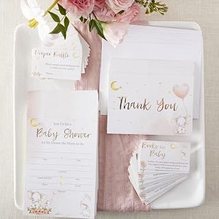 Kate Aspen Pink Elephant Baby Shower Invite & Thank You Card Set