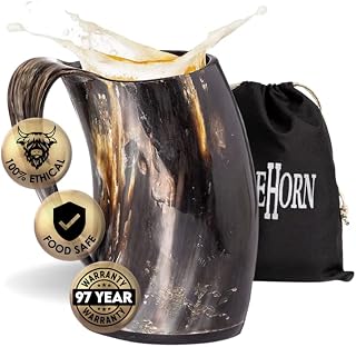 AleHorn Viking-Style Beer Mug with Handle, 24 oz容量