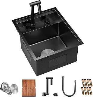 TORVA RV Sink: 15x18x9 Inch Undermount Single Bowl Stainless Steel Workstation with Faucet & Cutting Board