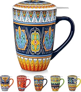 Vancasso 18 Oz Tea Mug with Decorative Lid
