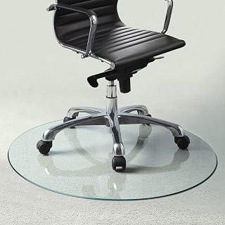 Fab Glass and Mirror 54" Round Glass Chair Mat | Easy Roll & Clean for Hardwood & Carpet