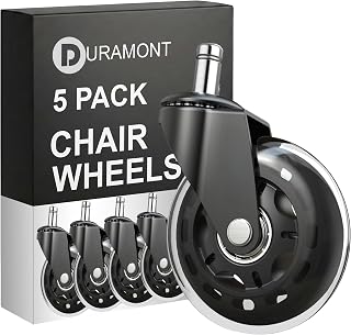 Office Chair Rollerblade Caster Wheels - Set of 5 for Quiet, Floor-Friendly Rolling